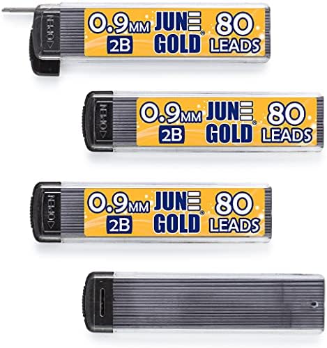 June Gold 0.9 mm, 320 Lead Refills, 2B, 4 Dispensers/w 80 Pieces Each