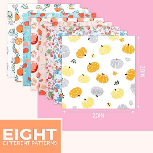 Aubliss 8pcs Fat Quarter Fabric Bundles (100% Cotton - 20'' x 20'')
