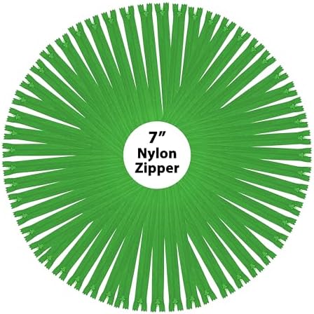 Mandala Crafts 100 PCs Green Closed-End 7 Inches Nylon Zippers for Sewing