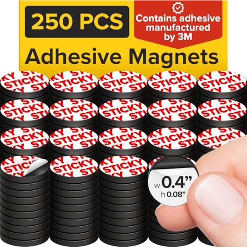 Sticky Flexible Adhesive Magnets for Crafts, 0.4"x0.08" (10x2mm), 250 pcs