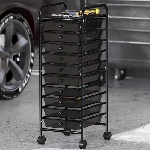 Simple Houseware 10 Drawers Rolling Utility Cart Organizer, Black