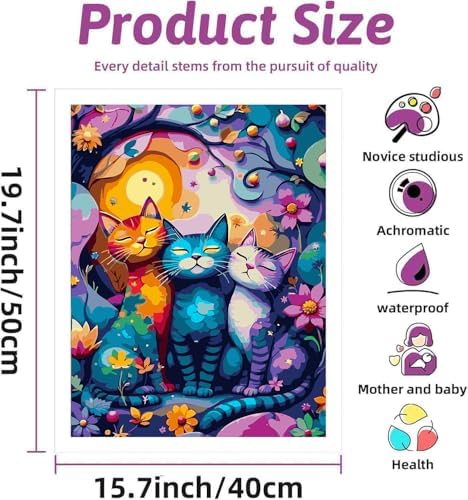 DYAIANGMU Cat Paint by Numbers Kit for Adults Beginners 19.6X15.7inch