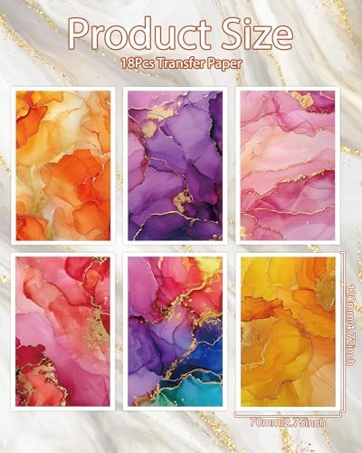 Abstract Polymer Clay Transfer Paper - 18 Pcs Fluid Marble Transfer Sheets for Polymer Clay Earrings Jewelry