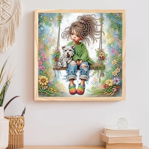 AiYuanzsh 5D Special Shape Diamond Art Kits for Beginners, Swing Diamond Art Painting Kits for Adults, Crystal Rhinestones Diamond Art Painting for Home Wall Decoration Gift 12×12 inch