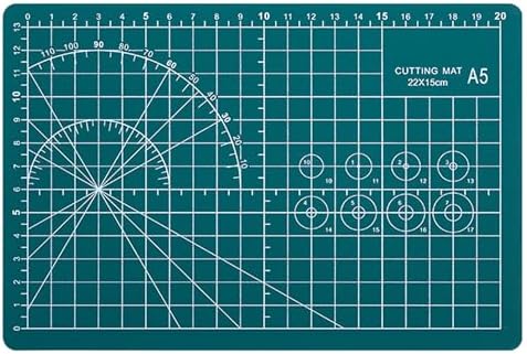 A5 Cutting Mat, Self Healing Sewing Mat, Craft Mat Double Sided 3-Ply Craft Cutting Board for Sewing Crafts Leather Fabric Scrapbooking Project Art Supplies, 8.6“ x 5.9”, Green