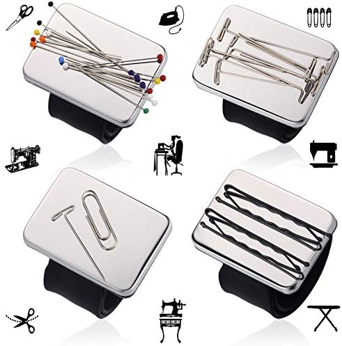 WILLBOND Magnetic Wrist Sewing Pincushion with 100 Pcs 1.5" Pins, Black