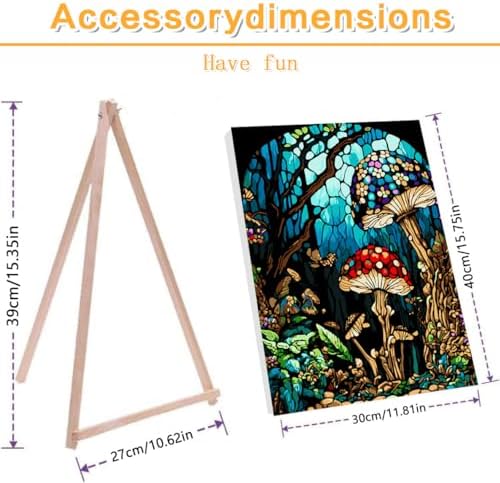Meothan Framed Paint by Numbers Kits for Adults 12x16in with Wooden Easel | Mushroom Adult Paint by Number on Canvas, DIY Acrylic Oil Painting Kits with Brushes for Home Wall Decor (30x40cm)