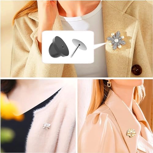 JANYUN 40 Pairs Rubber Blank Pin Backs Butterfly Clutch Backings Holder