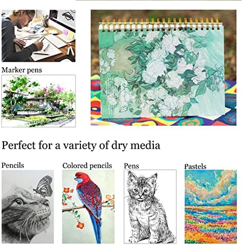 Van Gogh Mixed Media A4 Sketch Book, Spiral Bound Sketch Pad, 1 Pack 60Sheets (98lb/160gsm), Acid Free Art Sketchbook Sketching Drawing Painting Thick Paper for Kids Adults Beginners Artists