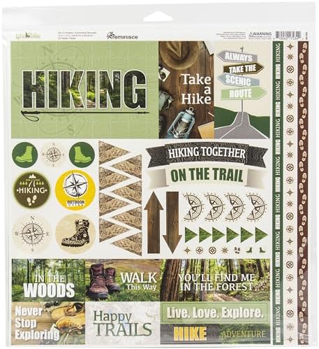 Reminisce Take a Hike Scrapbook Collection Kit Paper Crafts, Multi Color Palette, 12x12 inches