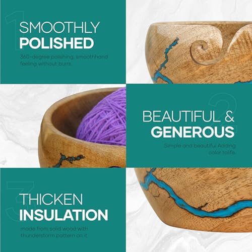 Wooden Yarn Bowls for Crocheting | Yarn Holder for Crocheting | Crochet Yarn Bowl | Knitting Bowl | Large Crochet Bowls for Yarn (Size-(6 * 3) inch)