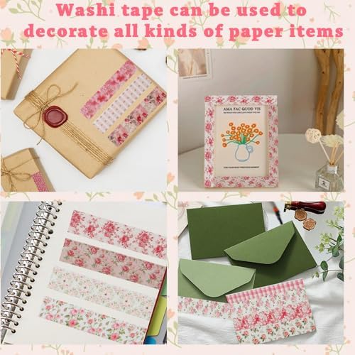 12 Rolls Floral Washi Tape,Vintage Washi Tape,Flower Tapes for Journaling Supplies,Stickers for Journaling,Colorful Stickers for Scrapbooking,Daughter Gifts,Friends Gifts