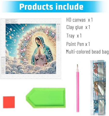 AiYuanzsh Special Shape Diamond Painting Kits for Adults, Virgin Mary Praying 5D Crystal Rhinestone Diamond Art Canvas, DIY Paint by Diamonds Religious Craft Kits, Christian Home Wall Décor Artwork