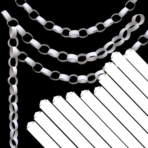 Origami Joy 300 White Paper Chain Strips for Crafting. No Glue or Tape Needed. Kid Friendly & Family Fun. Yields Over 50 Feet of Paper Chains for Party or Classroom Decorations (White)