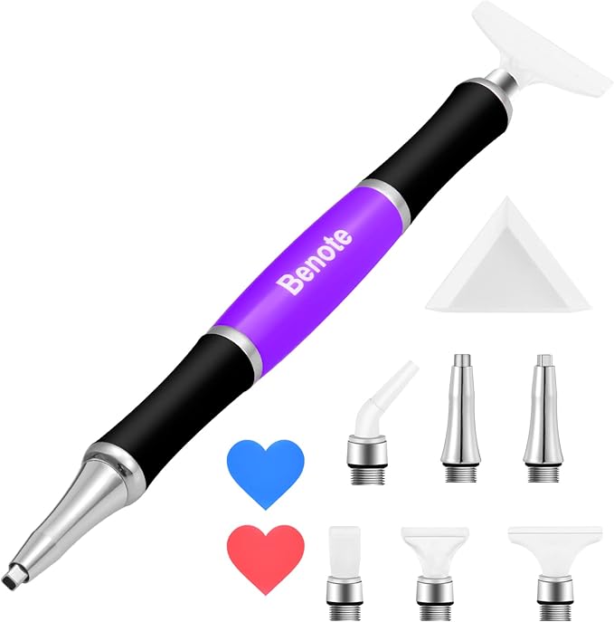 benote Ergonomic Diamond Art Painting Pen, Upgrade Dual Rubber Metal Screw In Tip Round And Square Drill Pen for DIY Craft 5D Diamond Paint - B10 Purple