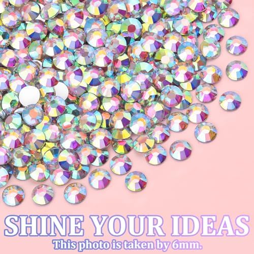 25000Pcs Resin Rhinestones with Tweezers for Crafting, AB 2-6mm Mixed Sizes Non Hotfix Flatback Gems, Bedazzling Crystal for DIY Craft Clothing Mugs Tumblers Shoes Fabric Decor Nail Art