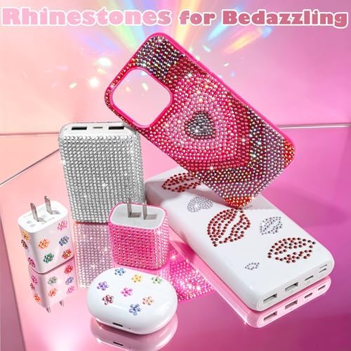 YGDZ 64 Grids Bedazzling Kit, 40000Pcs Jelly Resin Rhinestones for Diamond Art, Silver Flatback Gems, Bedazzled Kits with B7000 Jewelry Glue, Bedazzling Tool, Nail Charms, for Nail Art, Crafts, DIY
