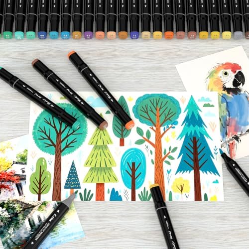 KJSHUANGTANG Alcohol Markers, 48 Colors Dual Tip Art Markers, Drawing, Coloring Marker for Sketching Adult Coloring