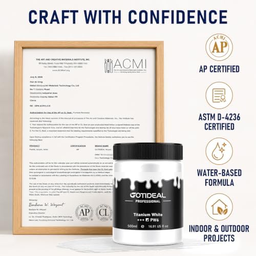 GOTIDEAL White Acrylic Paint, Titanium White Large Paint (500ml/16.9oz)