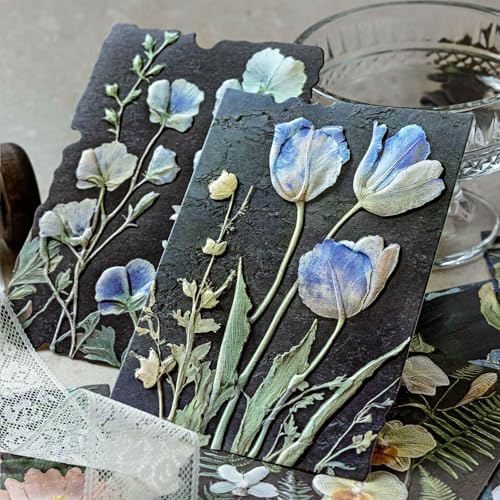 138Pcs Scrapbook Paper Textured Journaling Scrapbooking Supplies Kit Decorative Craft Paper Assorted for Junk Journals Card Crafts Making, Flower Grass Letter