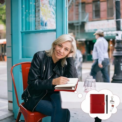 Thenshop Leather Travel Notebook 3 Inserts,Wine Red,Passport Size