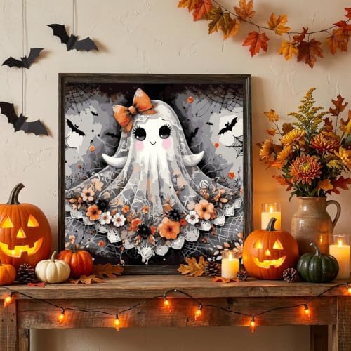 Halloween Paint by Numbers Kit for Adults,DIY Paint by Number 14x14 inch