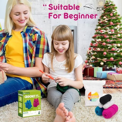 Faircosy Crochet Kit for Beginners Crocheting: Crochet Animal Kits for Kids & Adults - Learn to Knitting Cat Amigurumi Starter Kit with Detailed Tutorial Video and Instructions (40%+ Yarn Extra)