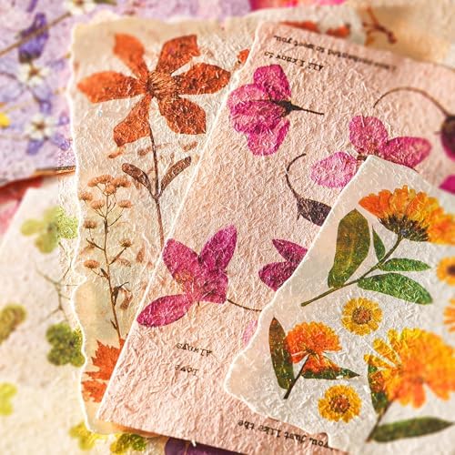 120 Pcs Floral Textured Scrapbook Paper, Embossed Rice Paper for Decoupage