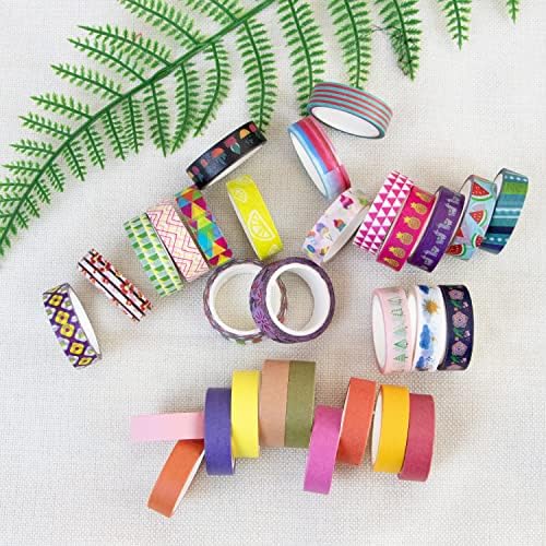 MPOPUUL Ninico 30 Rolls Washi Tape Set - 10mm Wide, Colorful Flower Style Design, Decorative Masking Tape for DIY Craft Scrapbooking Gift Wrapping