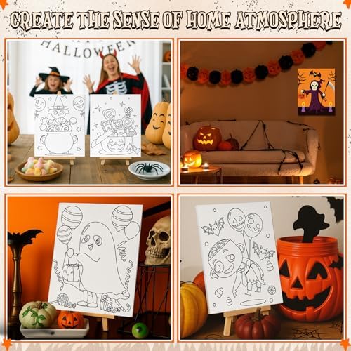 Sherr 140 Pcs 20 Set Pre Drawn Canvas Painting Kit, Halloween