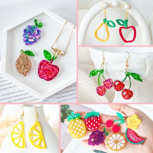 YODOYO Earring Resin Molds 4pcs Fruit Keychains Resin Jewelry Making Mold