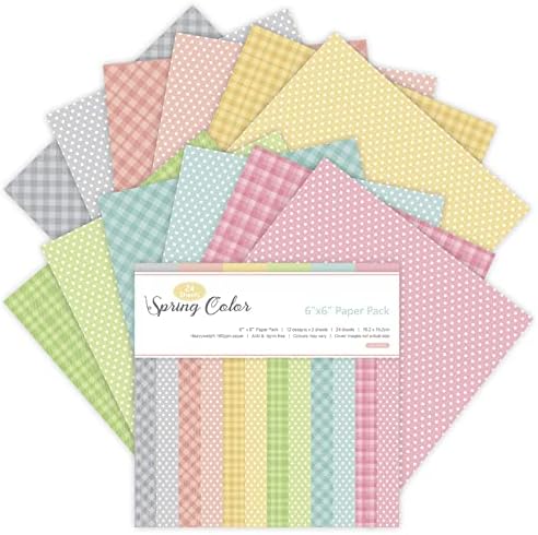 24 Sheets 6"x6" Pink Spring Scrapbook Paper - Single-Sided Pattern Decorative Paper | Scrapbook Supplies & Card Making Supplies for DIY Album, Hand Account & Travel Diary Craft Projects