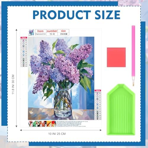 Yeaqee 4Pcs Diamond Art Kits for Adult Gem Painting Kit, Flower Vase