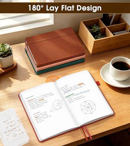 Journal Notebook, A5 Leather Hardcover Blank Sketchbook, 160 Pages, 180° Lay-Flat Binding, 100 GSM Thick Paper, for Sketching, Drawing, Art Journaling & Creative Writing, Red