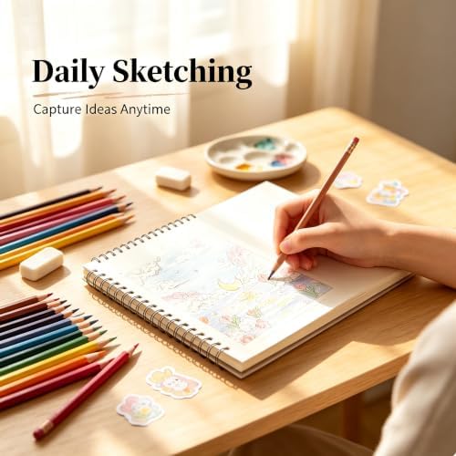 EOREA Blue Cover Cute Spiral Sketchbook 8x11.5 Drawing Pad
