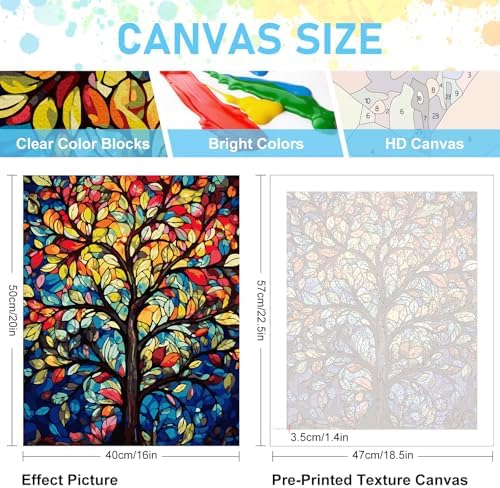 Paint by Numbers Kit for Adults, Tree of Life Acrylic Canvas Painting Set