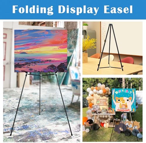 Falling in Art 70" Adjustable Aluminum Display Easel Stand, Holds 20 lbs