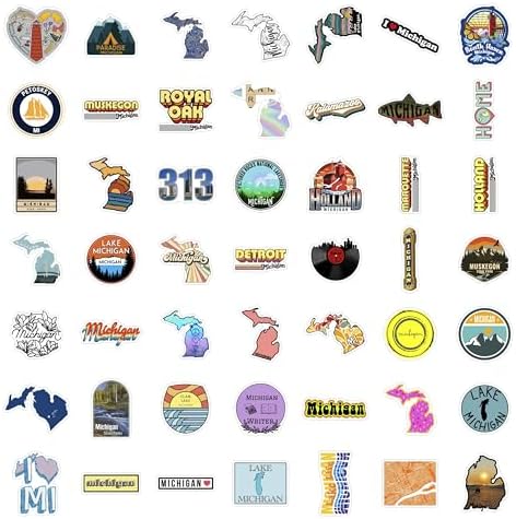 100Pcs Michigan Stickers for Water Bottle and Laptop - Michigan State Gifts, Party Supplies & Decorations, Waterproof Vinyl Decals, State Pride and Icon Stickers, Gifts for Women & Men