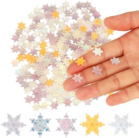 210pcs Mini Snowflakes, Resin Winter Miniature Snowflakes Ornaments