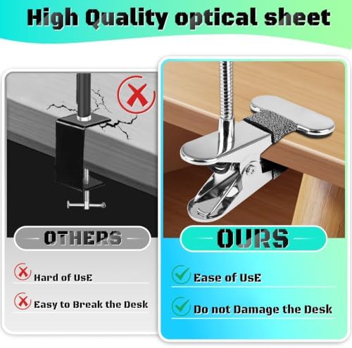 10X Magnifying Glass with Light and Stand,Hands Free Clip on Magnifier Lamp