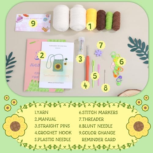 Pnytty Crochet Bag Kit, Crochet Kit for Beginners with Crocheting Tools