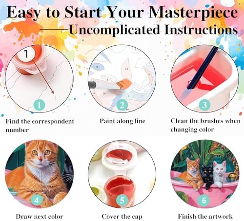 Artykapby Paint by Numbers kit for Adults Cat,Paint by Numbers16x20 inch