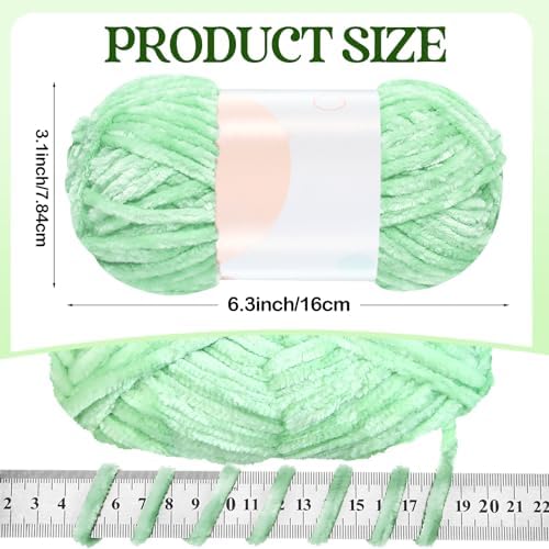 Woanger 20 Skeins Chenille Yarn Bulk for Crochet Knit 2000g, Green Tone