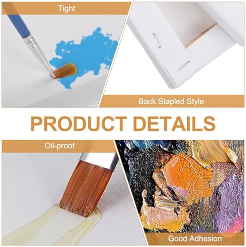 MECCANIXITY 2 Pcs Stretched Canvas for Painting, 10 x 10 Inch Blank Artist Boards 4/5 Inch Profile Cotton Canvas Panels for Beginners Professionals,White