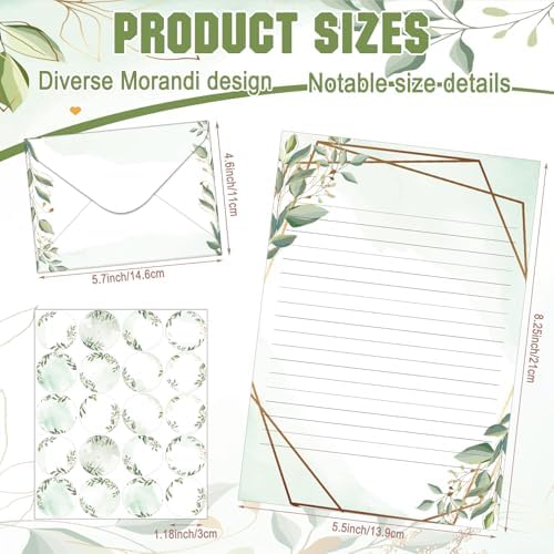 TaoBary 160 Pcs Eucalyptus Stationery Paper and Envelopes Set