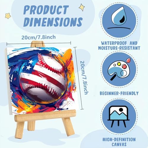 XTCIXAL Paint by Numbers Kit for Kids with Frame, Baseball, 8X8 inch
