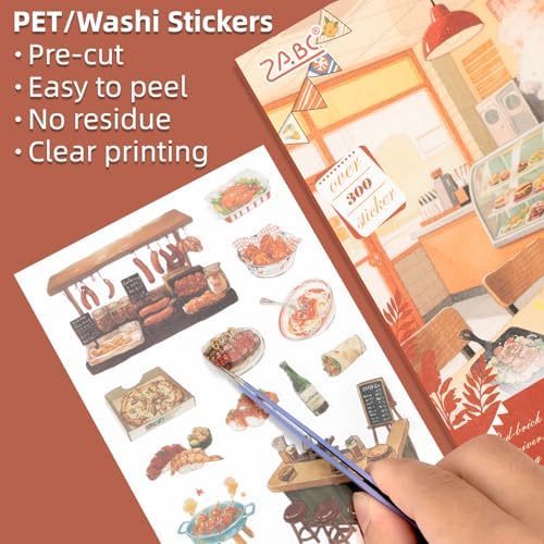 Snacks Series Sticker Scrapbooking Supplies for Junk Journal, 20 Sheets PET Stickers