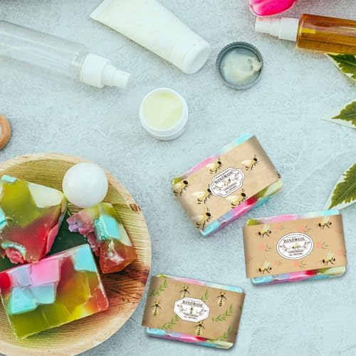 PH PandaHall 90pcs Soap Packaging Paper - 9 Styles Bee Soap Wrapper Animal Wrap Paper Tape Vertical Soap Paper Tag Sleeves Covers for Homemade Soap Bar Packaging, 8.2 Inch Long