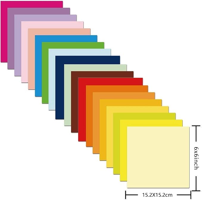 Origami Paper 500 Sheets, 20 Vivid Colors, Double Sided Colors Make Colorful and Easy Origami,6 Inch Square Sheet, Papers, Arts and Crafts Projects (E-book included)