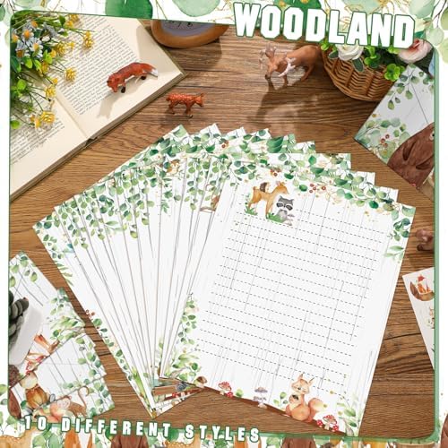 TaoBary 160 Pcs Woodland Animal Stationery Paper and Envelopes Set
